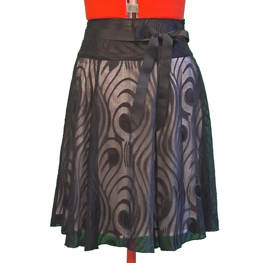 Papaya Black And White Chiffon Skirt Size UK 8
